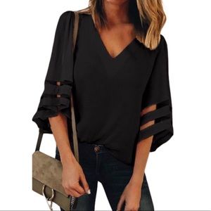 Black Bell Sleeve Top